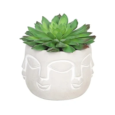 Imagen de Sleepdown Halo Verde Artificial Planta de imitación suculentas Caras, Maceta para decoración hogar, Oficina, baño, Interior estética