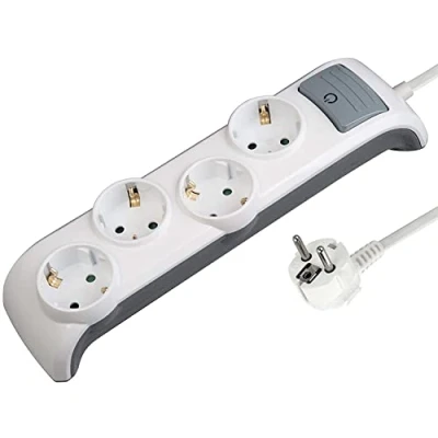 Imagen de Electraline Regleta Base múltiple, Blanco, 3G1 mm², 2 m, 4 Tomas
