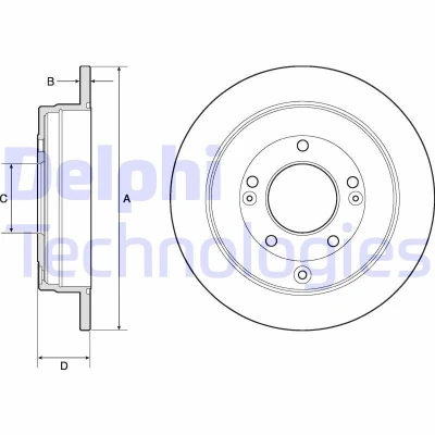 Imagen de DELPHI BG4767C Disco de freno 284 10 5 macizo revestido sin procesar cojinete rueda, anillo sensor ABS HYUNDAI: ix35, KIA: Opirus