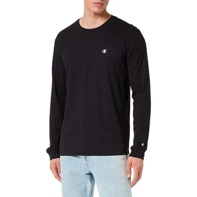 Imagen de Champion Legacy Basics L s Crewneck Camiseta de Manga Larga, Negro, XL para Hombre