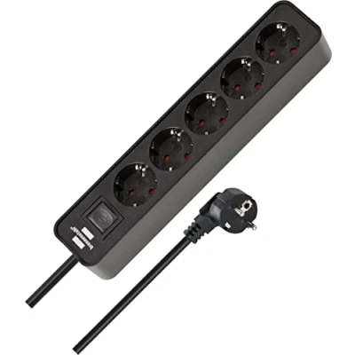 Imagen de Brennenstuhl Ecolor regleta enchufes con 5 tomas corriente (cable de 1,5 m, interruptor) color negro
