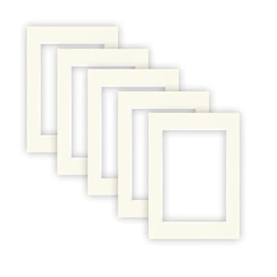 Imagen de nielsen Conservation Passepartout 1,5 mm, juego de 5, tamaño exterior 13x18 cm para cuadros 9x13 cm, marfil crema blanco liso