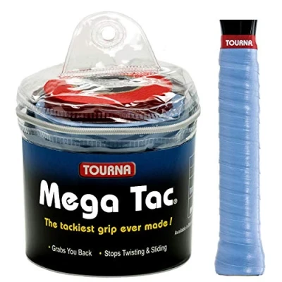 Imagen de Tourna Mt 30 xlb Mega TAC Extra Tacky Overgrip Azul (Paquete de 30), Unisex, Unidad