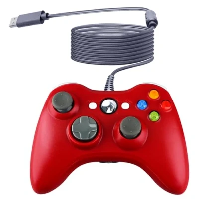 Imagen de OSTENT Mando con Cable USB Gamepad Joystick para Microsoft Xbox 360 Consola Windows PC Ordenador Portátil Videojuegos Rojo