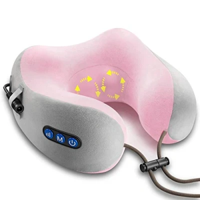 Imagen de Ergocar Almohada de Masaje Masajeador Cuello Cervical Alivio del Dolor Muscular en Forma U Para El Hogar y la Oficina (Rosado)