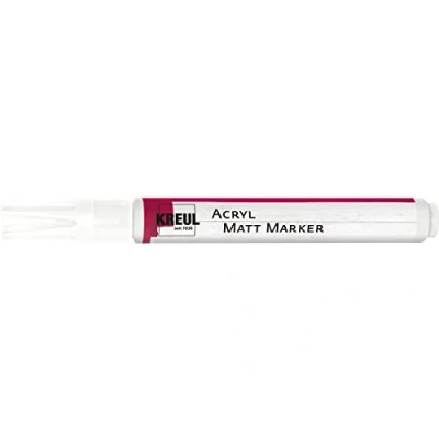 Imagen de KREUL 46231 Rotulador acrílico mate medio, con punta redonda de aprox. 2 4 mm, blanco, mate, pintura acrílica permanente a base agua, para acentos delicados