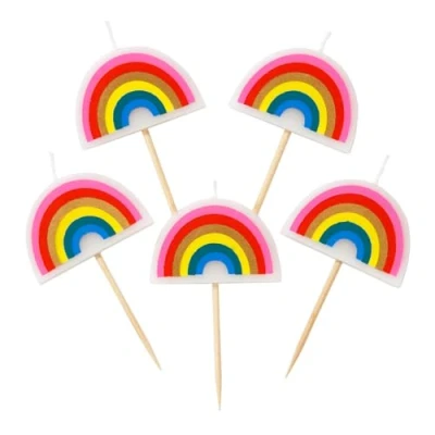 Imagen de Talking Tables Paquete de 5 adornos para tartas cumpleaños en forma arco iris, RBSCANDLES