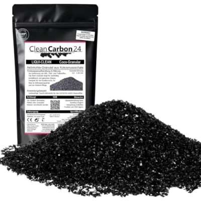 Imagen de 1 litro de granulado carbón Activado cáscaras Coco para el Tratamiento del Agua (0,6 2,36 mm/8 x 30 Mallas) [Clase energética A]