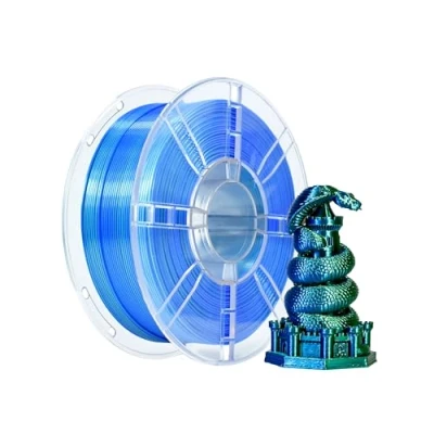 Imagen de iBOSS filamento PLA Plus para impresora 3D PLA+ 1,75 mm de seda bicolor coextrusión brillante impresión 1 kg (2,2 libras) FDM, verde azulado