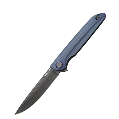Imagen de Harnds Cuchillo plegable para exteriores Assassin Sandvik 14C28N de caza camping con mango G10 Acabado la hoja satinado (Titanio gris/Grau Titan)