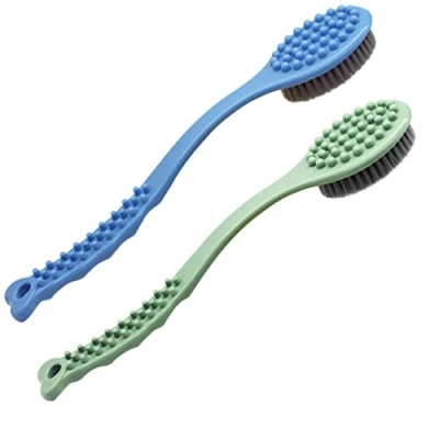 Imagen de QiCheng&amp;LYS Cepillo de Ducha Mano, con Mango Largo, Suave y Cómodo, Para Masaje o Exfoliación Piel Seca (Azul Verde)
