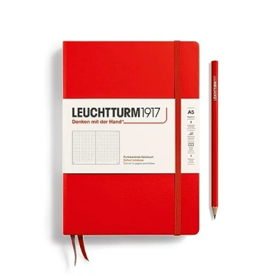 Imagen de LEUCHTTURM1917 313627 Libreta de notas Medium (A5) tapas duras, 251 páginas numeradas, rojo, puntos