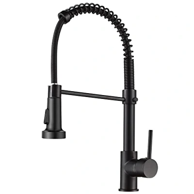Imagen de Grifo de cocina extraible con resorte monomando muelle latóngrifos para fregadero Agua Caliente y Fría (negro)