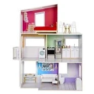 Imagen de Rainbow High Townhouse: Casa de Muñecas Madera 3 Plantas con 5 Habitaciones y Terraza en la Azotea Moda Amueblada Ascensor Accesorios Juego para Niños 4 a 12+ Años