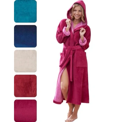 Imagen de Morgenstern Albornoz Rosa Mujer Capucha, Bambú, Algodón, Fucsia, S