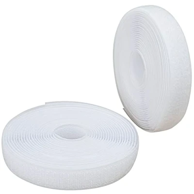 Imagen de AERZETIX C65887 Cinta/rollo de scratch 20mm 5 metros auto agarre organizador/sujetacables tira enganche bolsa prenda correa color: blanco en poliamida y poliéster