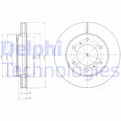 Imagen de DELPHI BG4257 Disco de freno 294 28 6 ventilado aceitado sin procesar cojinete rueda, anillo sensor ABS MITSUBISHI: L200 / Triton IV Pick up