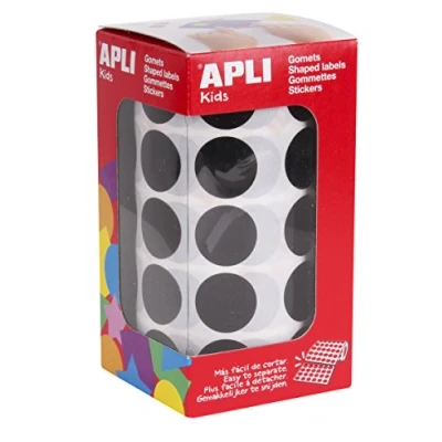 Imagen de APLI Kids 11492 Rollo de gomets redondos 20 mm, color negro