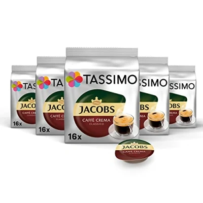 Imagen de Tassimo Jacobs Caffè Crema Classico Cápsulas de café (80 unidades, 5 paquetes 16 bebidas)