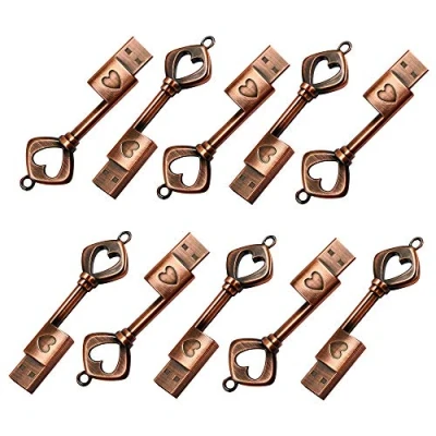 Imagen de A Plus+ USB Pendrive Boda Memoria 16 GB en Forma de Llave con Corazón (10 Piezas)
