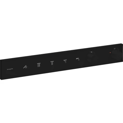 Imagen de hansgrohe RainSelect, termostato para ducha empotrado , grifo con botón de seguridad (SafetyStop) a 40 C, rectangular mezclador 5 funciones, negro mate