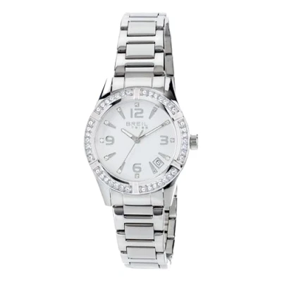 Imagen de BREIL, Colección C&#039;est Chic, Reloj de Mujer, Cronógrafo Mujer Acero, Bisel con Cristales, Esfera Blanca Satinada, Caja 36 mm, Práctico Cierre, Resistente al Agua, Plata