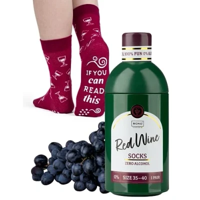 Imagen de soxo Bebidas Calcetines Mujer Divertidos Algodon Socks Regalos Originales Regalo Colores 35 40 Red Wine 1 Par