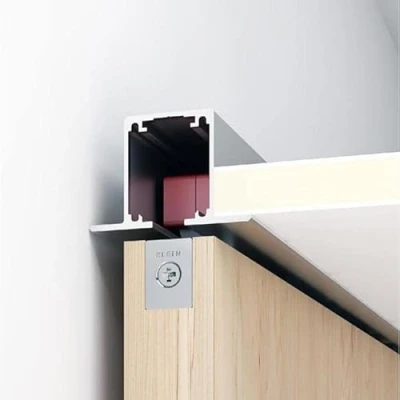 Imagen de Guía aluminio anodizado lite + top para falso techo largo guia 2000mm