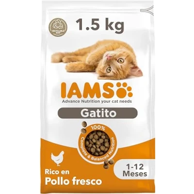Imagen de IAMS Alimento seco para gatitos de 1 12 meses con pollo fresco, 1,5 kg
