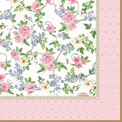 Imagen de 20 servilletas de rosas pequeñas en lunares, decoración mesa, decoupage, técnica servilletas, 33 x cm