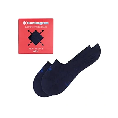 Imagen de Burlington Everyday 2 Pack Box M IN algodón invisibles unicolor pares, Calcetines pinkies Hombre, Azul (Marine 6120), 39/40 EU