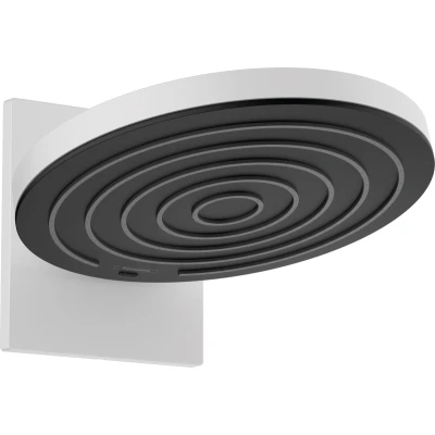 Imagen de hansgrohe Pulsify S, rociador de ducha ahorro agua 9 l/min (EcoSmart) con conexión a pared, fija redondo, cabezal lluvia 2 tipos chorro, sistema antical, blanco mate