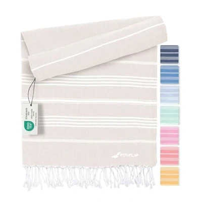 Imagen de Fit Flip Toalla Hammam Toallas de Playa Grandes algodón 100% Reciclado turca Secado rápido, Fouta, Grande pestemal Ideal como Sarong Arena 100x200cm Sultan