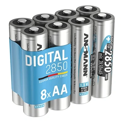 Imagen de 8 Pilas Recargables AA NiMH 2850 mAh Digital en un Paquete de Unidades/Celdas rápidas para Uso prolongado y fiable linternas,