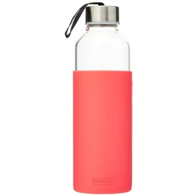 Imagen de Botella de Cristal Nerthus Bottles con Funda Silicona Color Coral y 600 ml