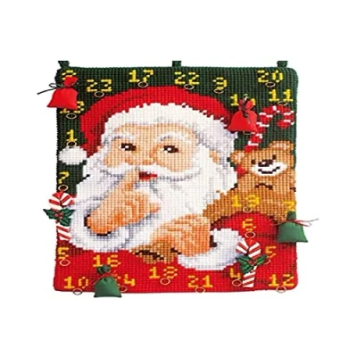 Imagen de Vervaco Kit de Punto Cruz, diseño Calendario adviento Papá Noel, Multicolor
