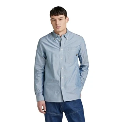 Imagen de G STAR RAW One Pkt Regular Shirt Long Sleeve Camisetas, Multicolor Nitro/White Oxford D24292 7665 d139, L para Hombre