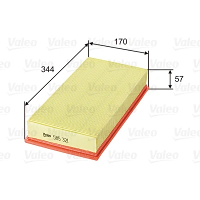 Imagen de VALEO 585321 Filtro de aire 55 169 343 Cartucho filtrante MITSUBISHI: Carisma Berlina, Hatchback, Space Star