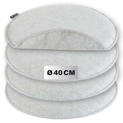 Imagen de com four® 4X Cojines de Asiento Fieltro Acolchados Cojín Redondo para Comedor, jardín con Antideslizante