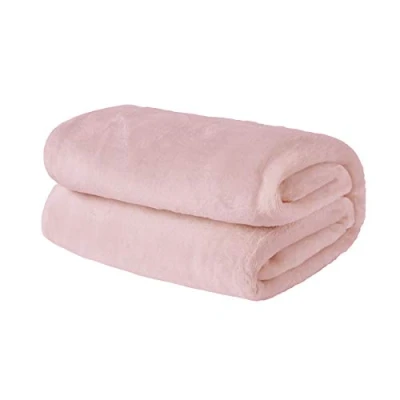 Imagen de Brentfords Manta de Franela Forro Polar Ultra Suave y Grande sobre Colcha cálida para Dormitorio, Cama Individual, sofá, Color Rosa Rubor, 120 x 150 cm