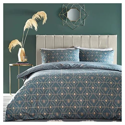 Imagen de furn. Bee Deco Juego de Funda edredón, polialgodón, Color Azul francés, tamaño King