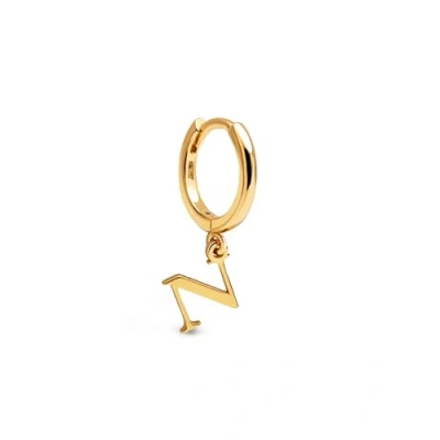 Imagen de SINGULARU Pendiente Suelto Personalizado Aro Letter en Plata de Ley con acabado Baño Oro 18kt Motivo Letra Joyas para Mujer N