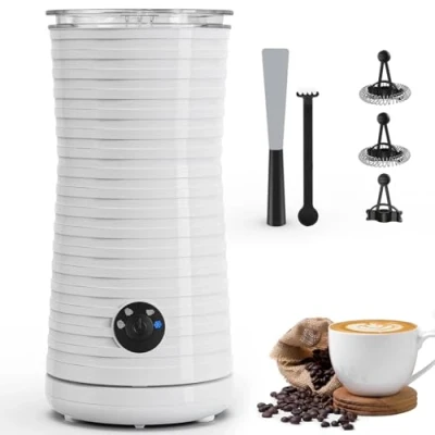 Imagen de morpilot Espumador de Leche Eléctrico 4 en 1, Batidor Automática Espuma Fría y Caliente Calentador para Latte, Cappuccino, Macchiatos, 240ml 400W