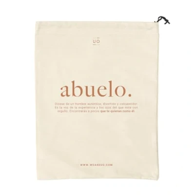 Imagen de Bolsa tela regalo &quot;Abuelo definición&quot;, Algodón natural 100%, Tamaño 24 cm x 30 cm, Reutilizable, Ideal para envolver regalos, cierre con cordón.