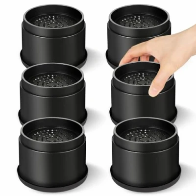 Imagen de MixDora Elevadores de cama 5 cm, redondos, apilables, antideslizantes, para sofás, mesas, juego 6 unidades, color negro (paquete unidades 2 pulgadas)