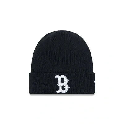 Imagen de New Era Cuff Knit Beanie Schwarz Weiß Boston Red Sox MLB Winter Mütze Fan League Essential One Size