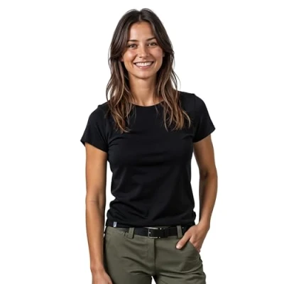 Imagen de ALPIN LOACKER Camisetas Manga Corta Mujer de 100% Lana Merino, termica, Nero M