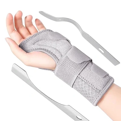 Imagen de MILAIUN Muñequera con férula de metal estabilizador ajustable día y noche vendaje muñeca para hombres mujeres vendajes tendinitis artritis