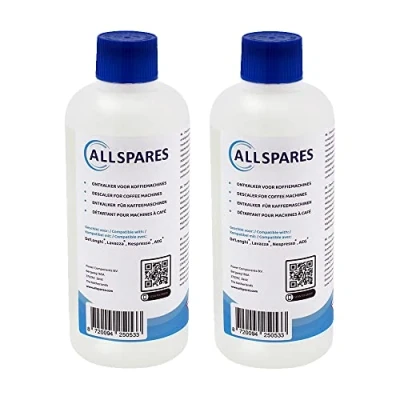 Imagen de AllSpares Descalcificador (2 x 500 ml) para cafeteras Delonghi EcoDecalk DLSC500 y AEG M3BICD200