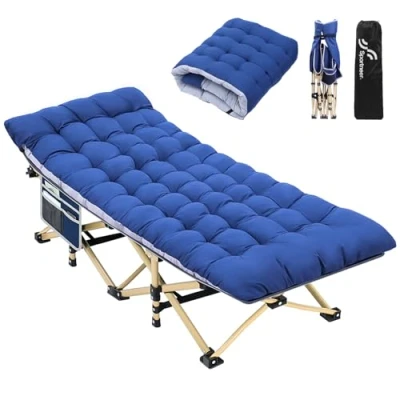 Imagen de Sportneer Cuna de Camping portátil con colchón, cunas Dormir Plegables para Adultos, 188 x 71 35 cm Cama Campamento Plegable Resistente Acolchado